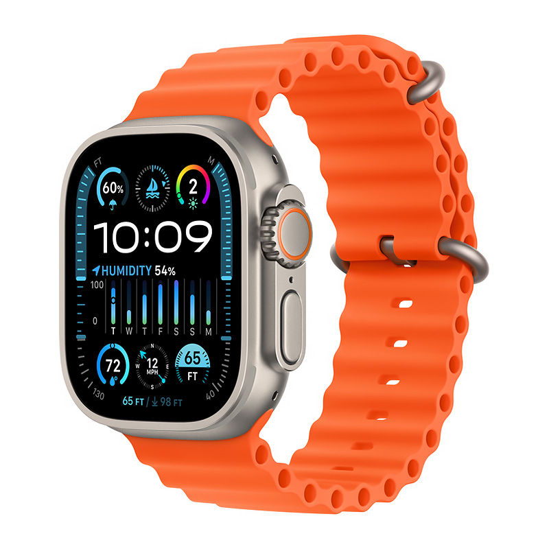Apple Watch Ultra 2 Titanium Case with Orange Ocean Band