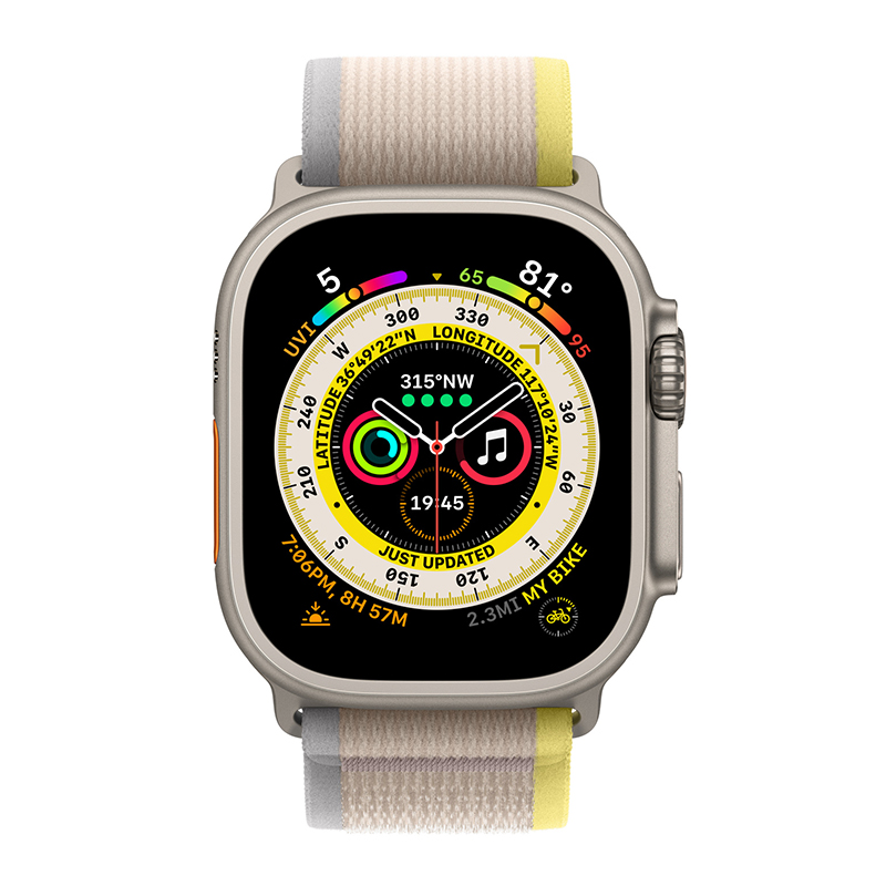Apple Watch Ultra Titanium Case with Yellow/Beige Trail Loop